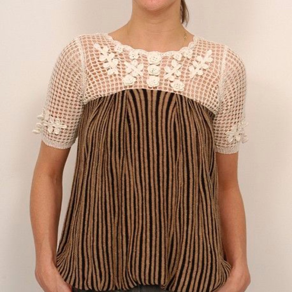 Jane Mayle Simona crochet lace knit sweater top